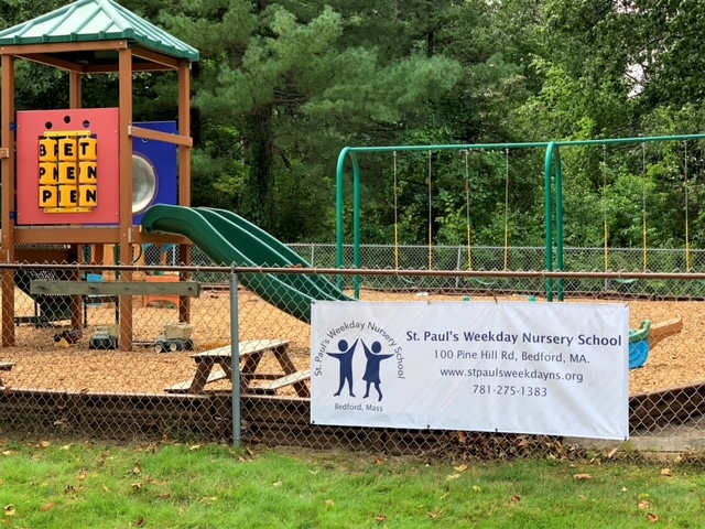 St. Paul's Weekday Nursery School Banner and playground